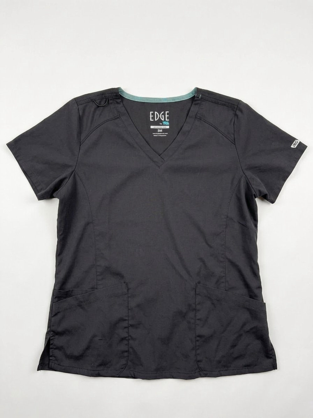 Women's Black V-Neck Scrub Top with 3 Pockets